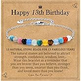 EPIRORA Birthday Gifts for Girls, 7th/8th/9th/10th/11th/12th/13th/16th/18th/21st Birthday Jewellery Gift Ideas for Teen Girl Daughter Granddaughter Niece Friends, Natural Colorful Stones Bracelets