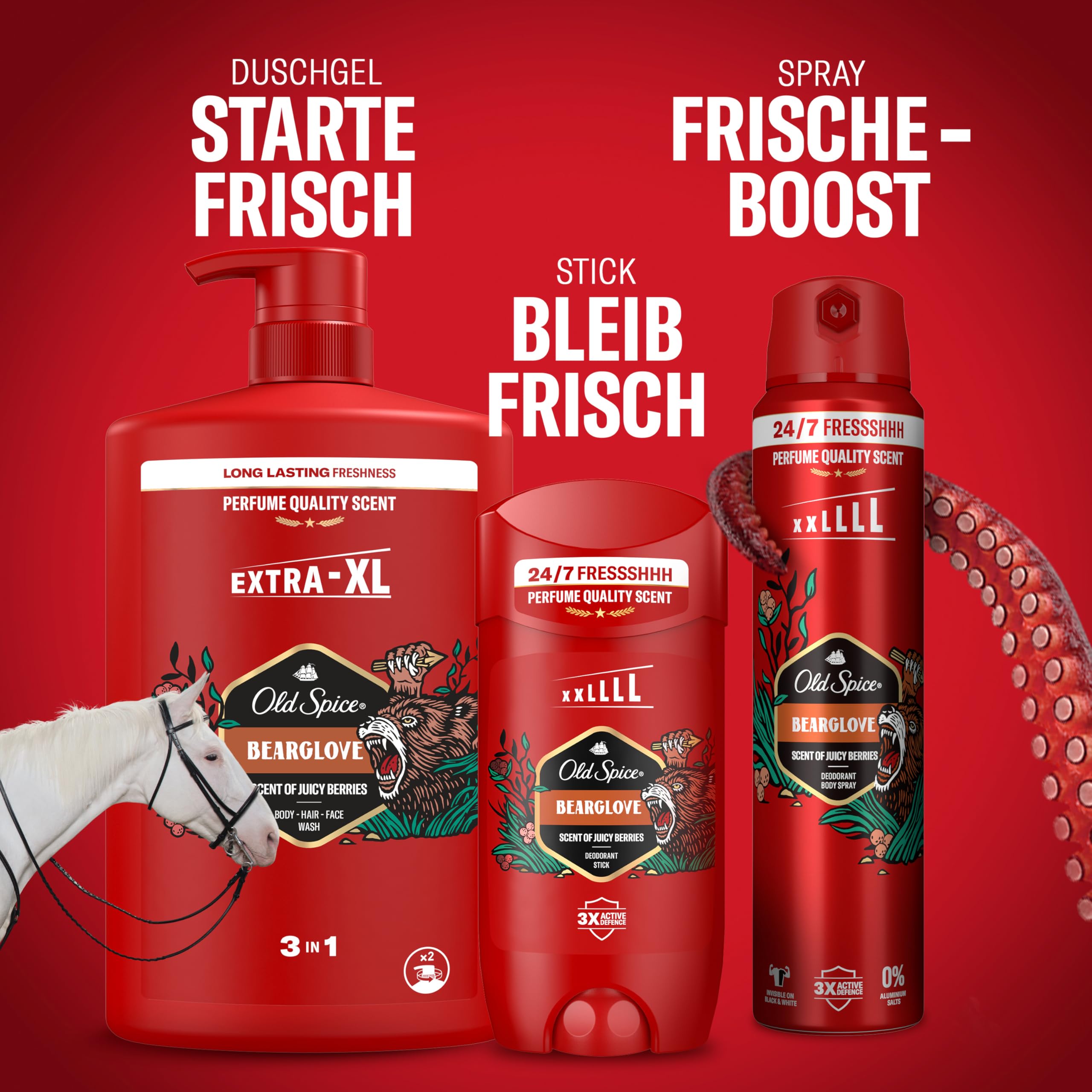 Old Spice Bearglove 3-in-1 Duschgel für Haar, Gesicht und Körper 1000 ml Pumpspender, Langanhaltende Frische, Duft in Parfumqualität, Tiefenreinigung 7