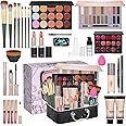Makeup Kit Full Multi-Purpose Beauty Set Festive Gift Box - Highly Pigmented Palette Combination Lips Facial Brows Eye Makeup Brush for Essential Starter - Full Makeup Kit for Women