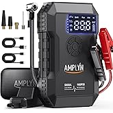 Car Battery Jump Starter with Air Compressor 160PSI,5000A 60W Portable Jump Starter Battery Pack (All Gas/10L Diesel),12V Starter Jump Box with Jumper Cables,Type C Fast Charging,3 Mode Light