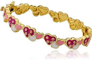 Little Miss Twin Stars I LOVE My Jewels 14k Gold-Plated Multi Color Cut Out Heart Bangle