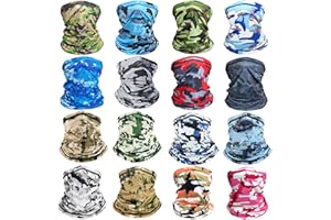LUCULACH 16 pack Cooling Neck Gaiter for Men Women Sun Protection Face Mask Gators Camo Bandana Neck Cover