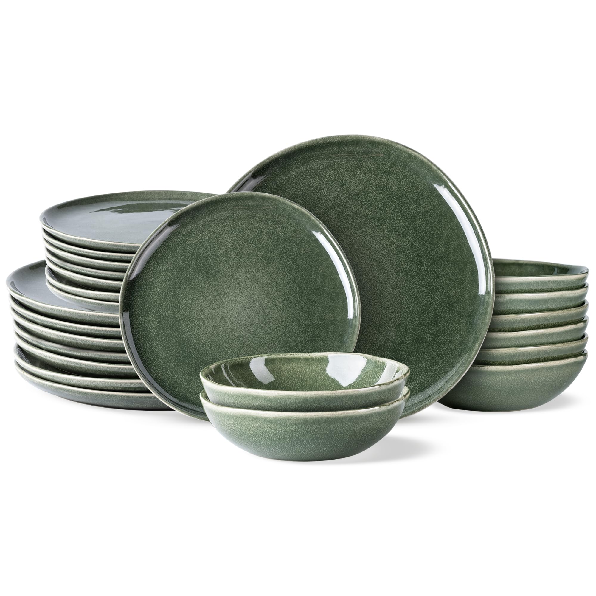 Photo 1 of  BEIGE**AmorArc Ceramic Dinnerware Sets,Handmade Reactive Glaze Stoneware Plates and Bowls Set,Highly Chip and Crack Resistant | Dishwasher & Microwave Safe Dishes Set,Service for 8 (24pc)