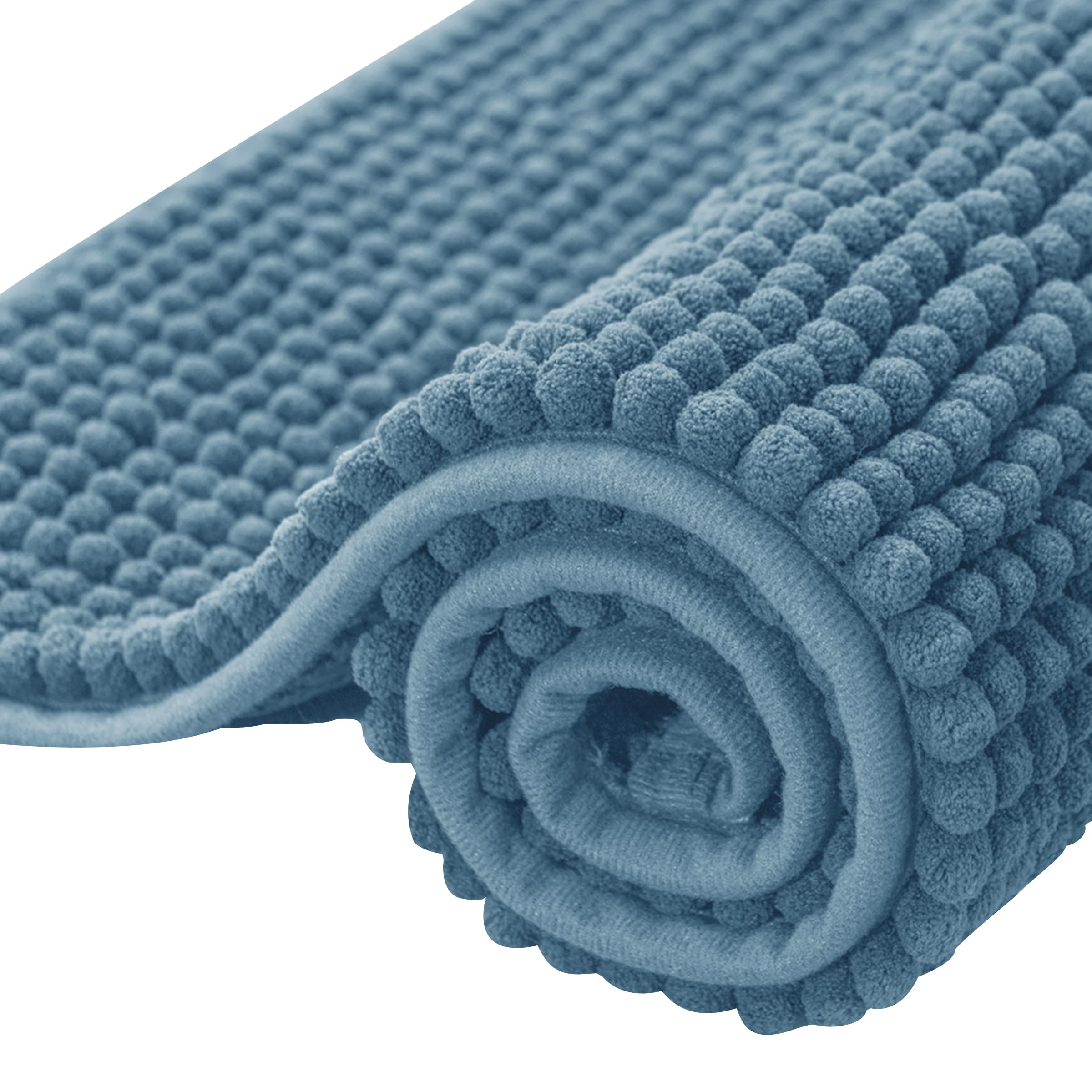 Photo 1 of SUBRTEX Bathroom Rugs Chenille Bath Rug Soft Short Plush Bath Mat Soft Shower Mat Water Absorbent Shower Mat Quick Dry Machine Washable(Stone Blue,16" x 24")