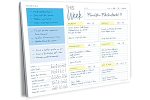 ELWYN LIFE Weekly Planner Pad - Undated Planner - To Do List Notepad - Habit Tracker - 11 x 8.5" - 52 Tear-Off Sheets - Daily Planner Undated for Home Work Office Business - Goal Planner - Cute Planner (Blue)