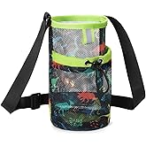 BrainyBees Water Bottle Carrier for Kids - Water Bottle Holder with Strap, Boys Girls Water Bottle Sling Bag for 10/12/14/16/18Oz Water Bottles Walking Hiking Camping