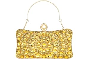 MAIRLOM Rhinestone Clutch Purses for Women Evening Wedding Formal - Round Pearl Clasp Handbag - Crystal Diamond Bag