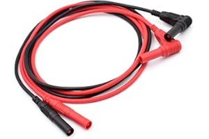 JOYUETLAN 1 Pair Digital Multimeter Test Lead Male to Male Extension Right Angle to Straight 4mm Banana Plug Connectors Meter Leads Silicone Wires Adapter 14 AWG[ 3 Feet]