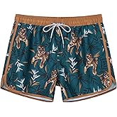 SURF CUZ Mens Swim Trunks 5" Swim Shorts Vintage Bathing Suits with Mesh Lining 80s 90s Retro Swimwear Board Shorts