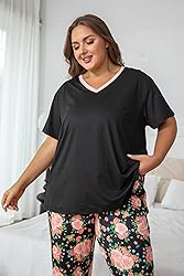 Vozanet Women's Pajama Sets Short Sleeve with Long