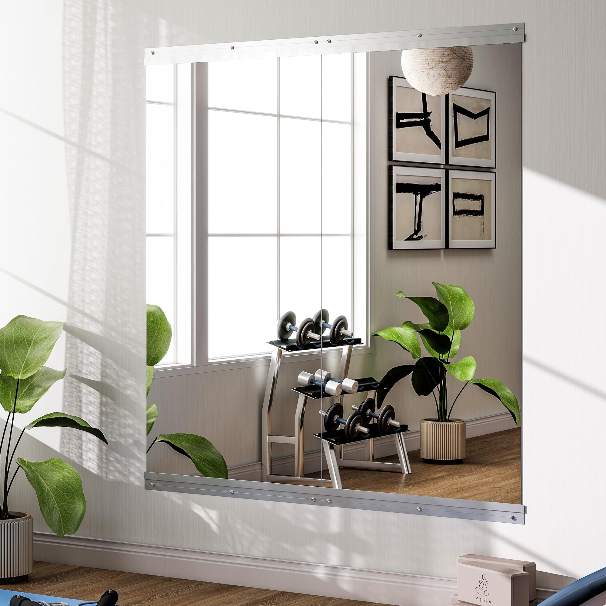 BEAUTYPEAK Wandspiegel 2PCS 121x60 cm, Groß Ganzkörper Spiegel für Gym Wand 2