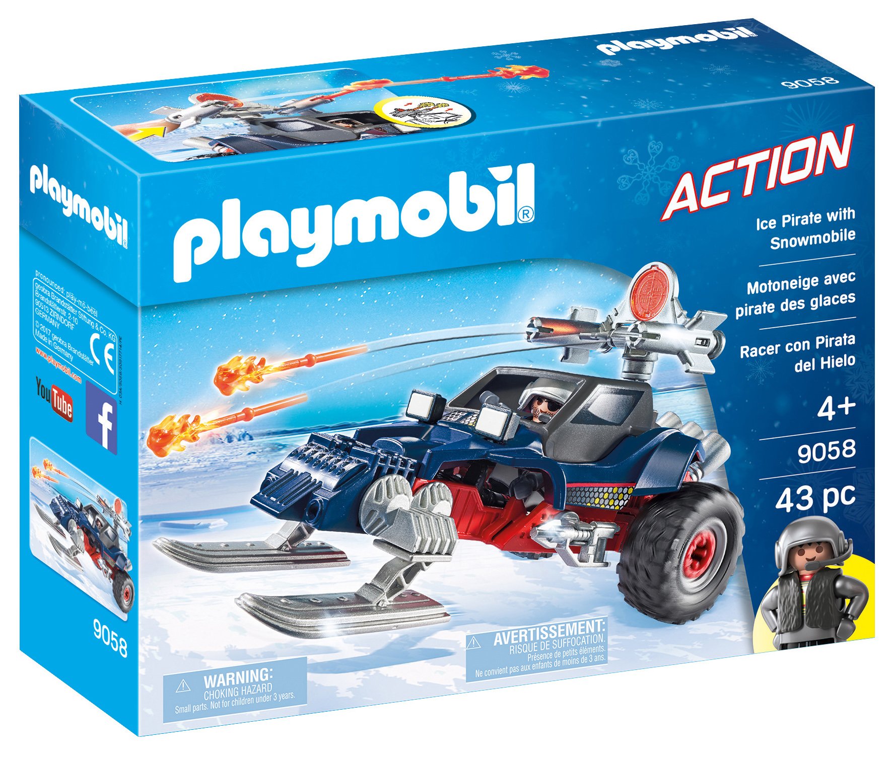 PlayMOBIL 9058 Ice Pirate with Snowmobile, Fun Imaginative Role-Play, PlaySets Suitable for Children Ages 4+