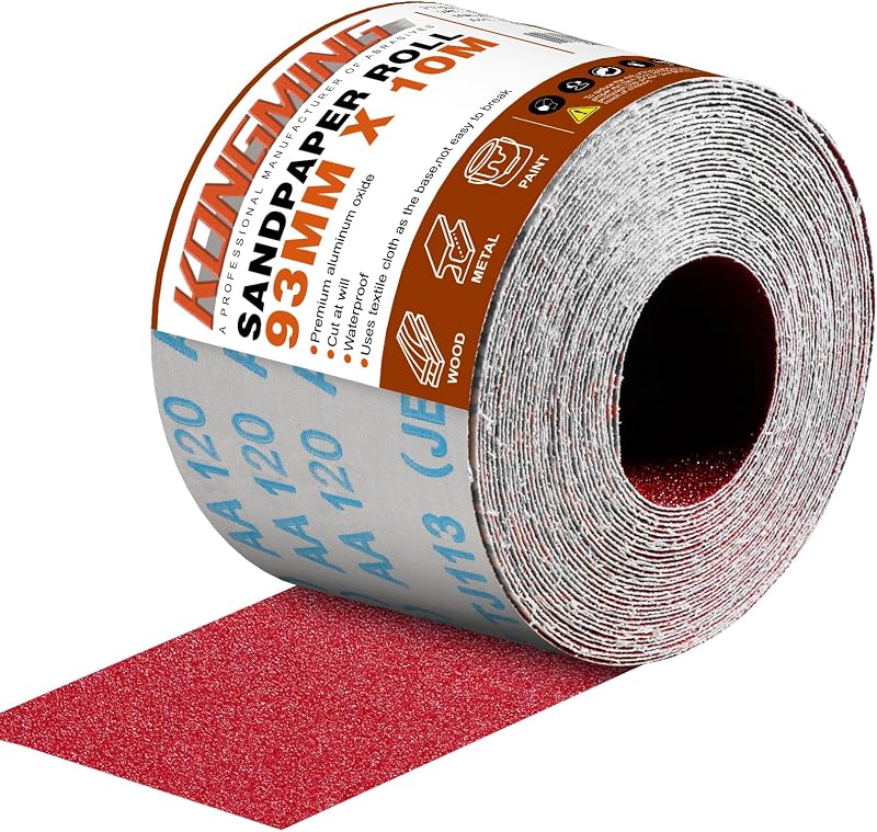 KONGMING Sandpaper Roll 10m x 93mm Grit 120 Aluminum Oxide Abrasive