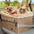 Petsfit Dog Booster Car Seat for Medium Dog or 2 Small Dogs with Patent Buckles, Washable Pad, Upgraded Pet Car Seat for Dogs Up to 45 lbs (Medium, Tan)