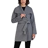 TAHARI Women's Ella Lightweight Double Face Wool Wrap Coat With Tie Belt