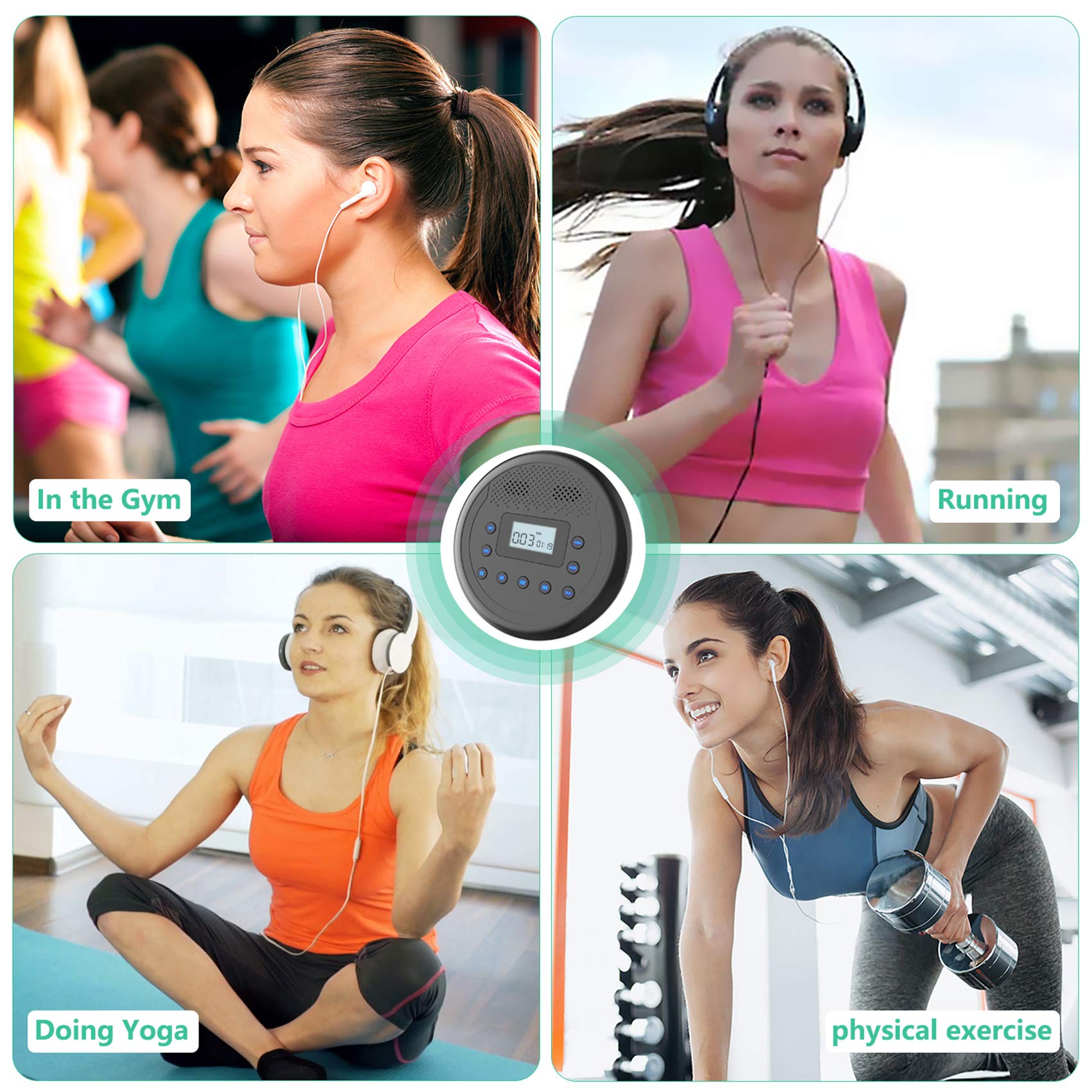 MONODEAL Rechargeable Portable CD Player with Built-in Speakers, CD Player for Car and Personal Use, Anti-Skip Player with Headphones