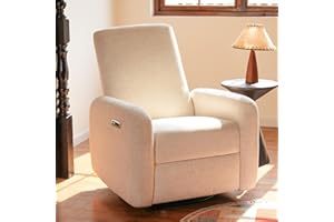 SENYUN Power Recliner Chair, Swivel Rocker Recliner with USB A/C Charging Ports & Smooth Swivel Motion, Chenille Upholstered Rocking Chair for Nursery,Living Room, Bedroom, 1PC, Cream