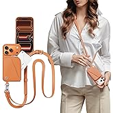 MAGEASY Compatible with iPhone 17 Pro 6.3" Wallet Case with Crossbody Strap - Coin Purse & Card Slot, with Leather Crossbody Lanyard, 16ft Ultimate Drop Protection | Pouch (Coral)