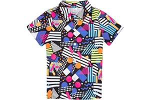 Enlifety Boys Girls Hawaii Shirt Cool Summer Casual Blouse Short Sleeve Button Down Tops Size 2-10T