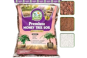 DUSPRO Recycle Money Tree Soil Indoor, Premium Coco Coir Perlite Mix and Pine Bark for Money Tree, Ideal Money Tree Soil for Healthy Growth and Nourishment (2 Quarts)