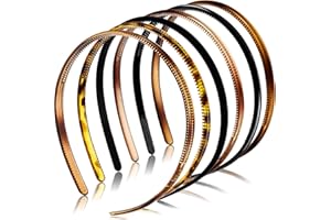WILLBOND 6 Pieces Plastic Headbands for Women Thin Headband with Teeth Plain Head Bands for Halloween Christmas Women's Hair