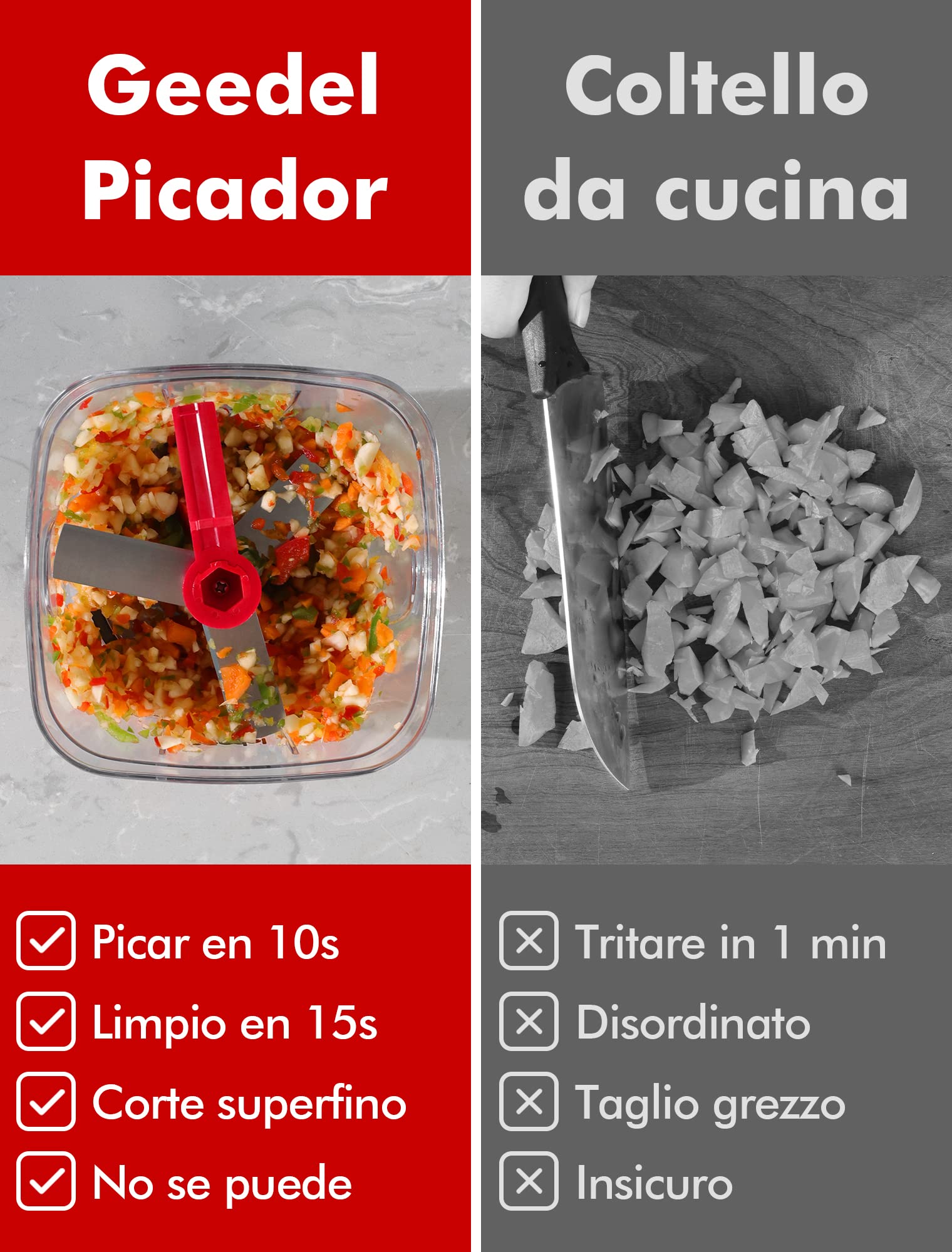 Geedel Zwiebelschneider, 500ML Zwiebel Zerkleinerer mit Seilzug, Gemüseschneider Zerkleinerer Manuell mit Edelstahlklingen, Multizerkleinerer Zwiebelhacker für Gemüse, Obst, Zwiebeln, Nüsse, Knoblauch 4