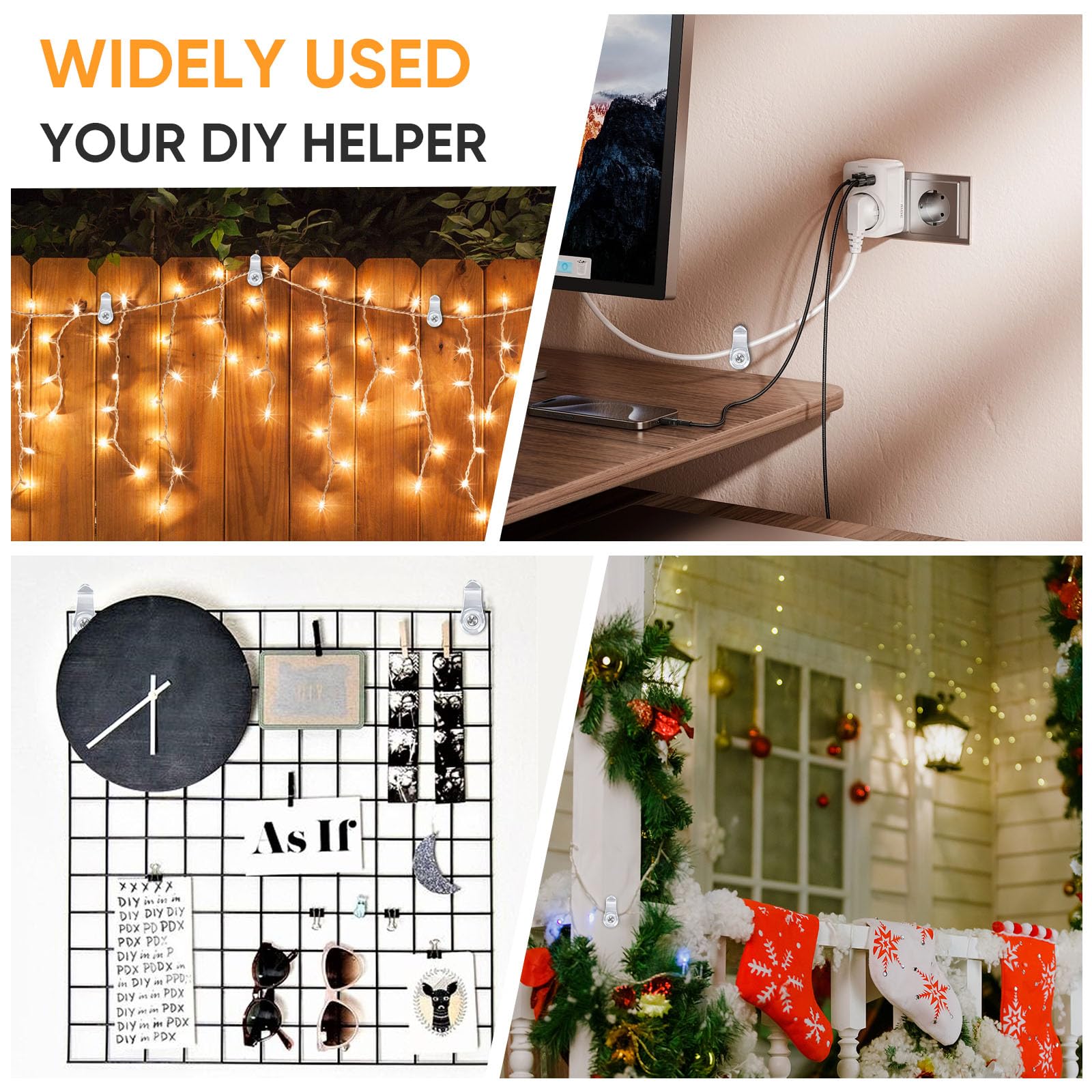 50 Stück Weihnachtslichter Haken mit Kreuzschlitz-Schraube, Haken zum Schrauben für Befestigung Lichterkette Außen, Lichterketten-Clips, Schraubhaken, Kabel & Christmas Decorations (Transparent) 8