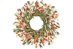 CHEAWRTZ 24 inch Fall Wreaths for Front Door Outside Fall Door Wreath Fall Decorations for Home Decor Autumn Wreath for Fall Front Porch Thanksgiving Harvest Halloween Farmhouse Outdoor Indoors Window Wall