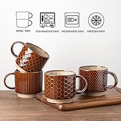 GBHOME 6 OZ Stackable Coffee Mugs, Ceramic Coffee