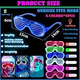 COSORO Neon Party Glasses 6 Pack LED Shutter Glow Sunglasses Kids Adults view 2