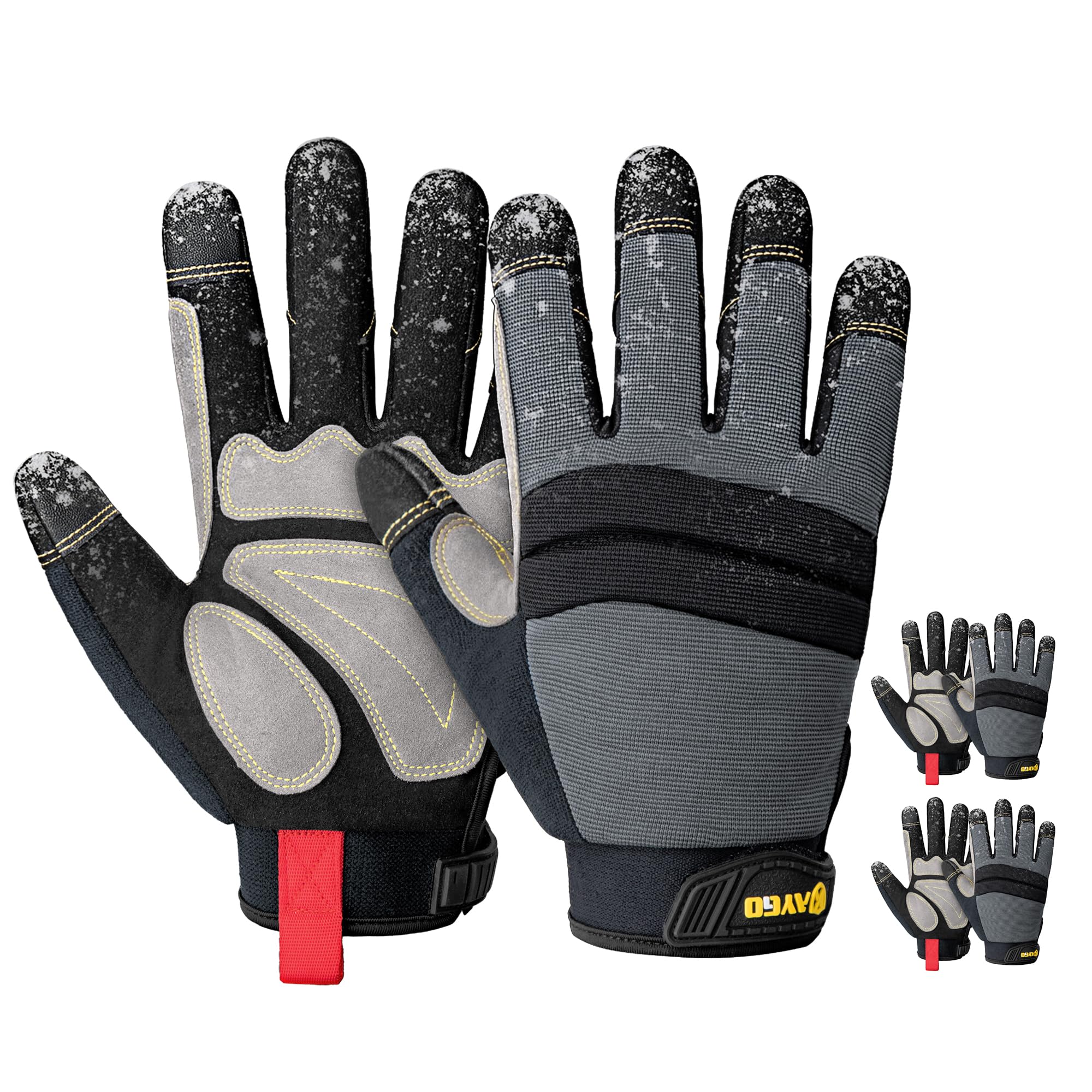 KAYGO Insulated Mechanic Work Gloves,3 Pairs KG127W Winter Thermal Safety Work Gloves for Men and Women, Double Lining,Heavy duty,Improved dexterity,Excellent Grip,Ideal for outdoor jobs,2XL Image