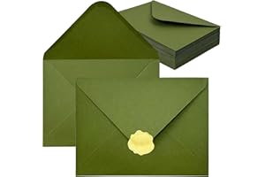 YINUOYOUJIA 50 PCS Olive Green Specialty Paper Envelopes A7, 5 x 7 Envelopes for Invitation, Great for Wedding Invitation Car