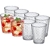 Amazing Abby - Snowflake - 16-Ounce Plastic Tumblers (Set of 8), Clear Reusable Plastic Drinking Glasses, Stackable, BPA-Free, Shatter-Proof, Dishwasher-Safe