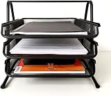 D.RECT 3 Tier A4 Mesh In Tray Desk Organizer Black File Holder view 2