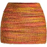 MakeMeChic Women's Fur Skirts Brown Fuzzy Micro Mini Bodycon Skirt Y2K Summer Going Out Outfits