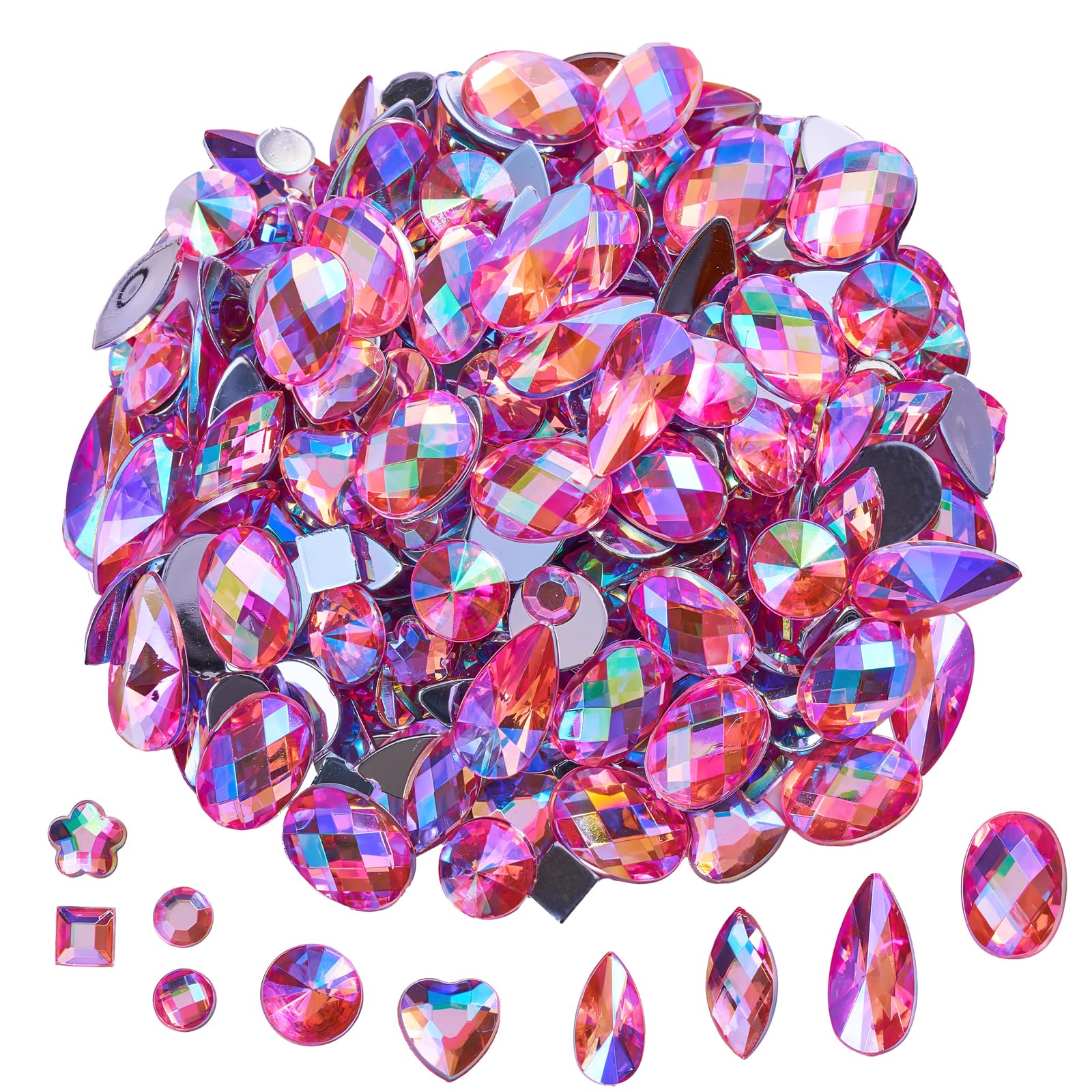 Photo 1 of 1000 Pcs Crystal AB Colorful Jewels Gems for Crafts, Flatback Rhinestones for Crafting, Acrylic Gemstones for Halloween Pirate Party Decorations?Light Pink AB?