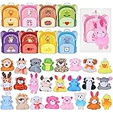 24 Packs Valentines Day Gift Cards with Mini Animal Plush Toy Party Favors, Stuffed Animals Plush Toys for Kids Classroom School Exchange Gifts Prizes Valentine's Party Favor Goodie Bag Stuffers