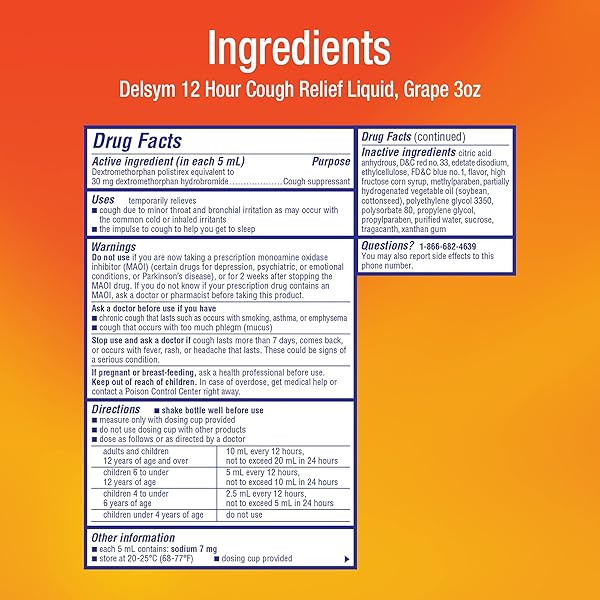 DELSYM ADULT 12 HOUR GRAPE COUGH SYRUP, 3 OZ
