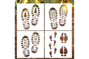 SUNVERSE Christmas Stencils for Crafts Reusable 12” Santa Footprint Stencil Holiday Stencils for Floor Porch Wood Sign Decor