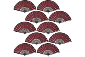 QIRMIZI 30 Pack Fabric Folding Handheld Fans, Perfect for Weddings, Parties, and Dancing,Red