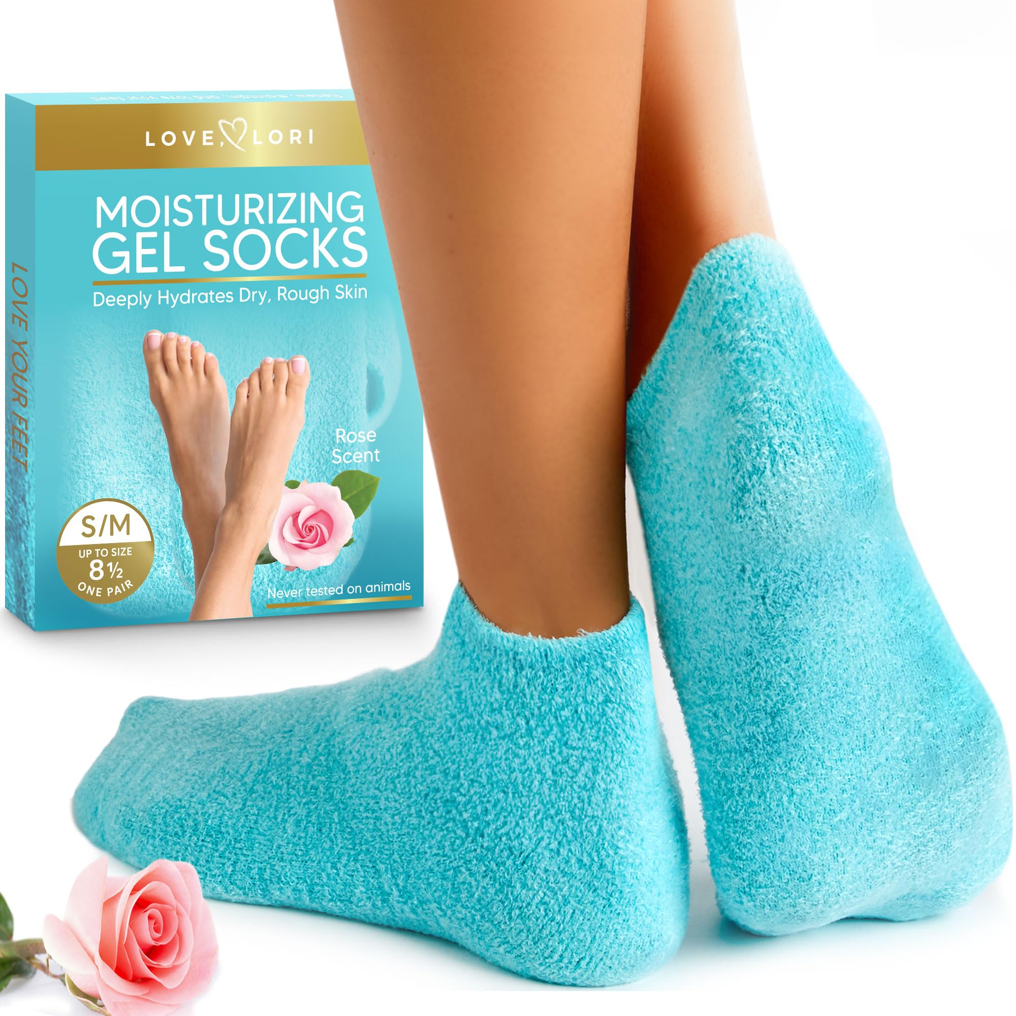 Moisturizing Socks - Gel Silicone Aloe Spa Socks (Up to Size 8.5) Infused with Vitamin E & JoJoba Oil - Self Care Gifts for Women, Spa Gifts for Women, Stocking Stuffers for Adults