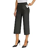 Willit Women's Capri Pants Dress Yoga Pants Wide Leg Business Casual Capris Work Slacks Stretch High Waisted 21"