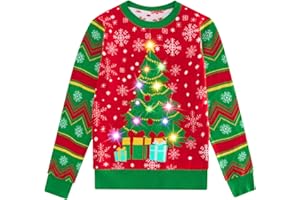 ADUKIDE Boys Ugly Christmas Sweater Xmas LED Light up Sweatshirt Girls Long Sleeve Knit Pullover Size 5-14T