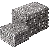 Puomue Microfiber Kitchen Towels and Dishcloths Set, 26 X 18 Inch and 12 X 12 Inch, Set of 12 Bulk Lint Free Dish Towels for Drying Dishes, Grey