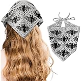 Gullora Gothic Crochet Bandana for Women, Handmade Triangle Knit Head Scarf for Halloween, Witchcore & Dark Style