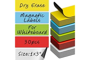 X-bet MAGNET Dry Erase Magnetic Labels 30pcs, 1"×3"×0.7mm (Multicolor: White, red, Blue, Yellow, Green)