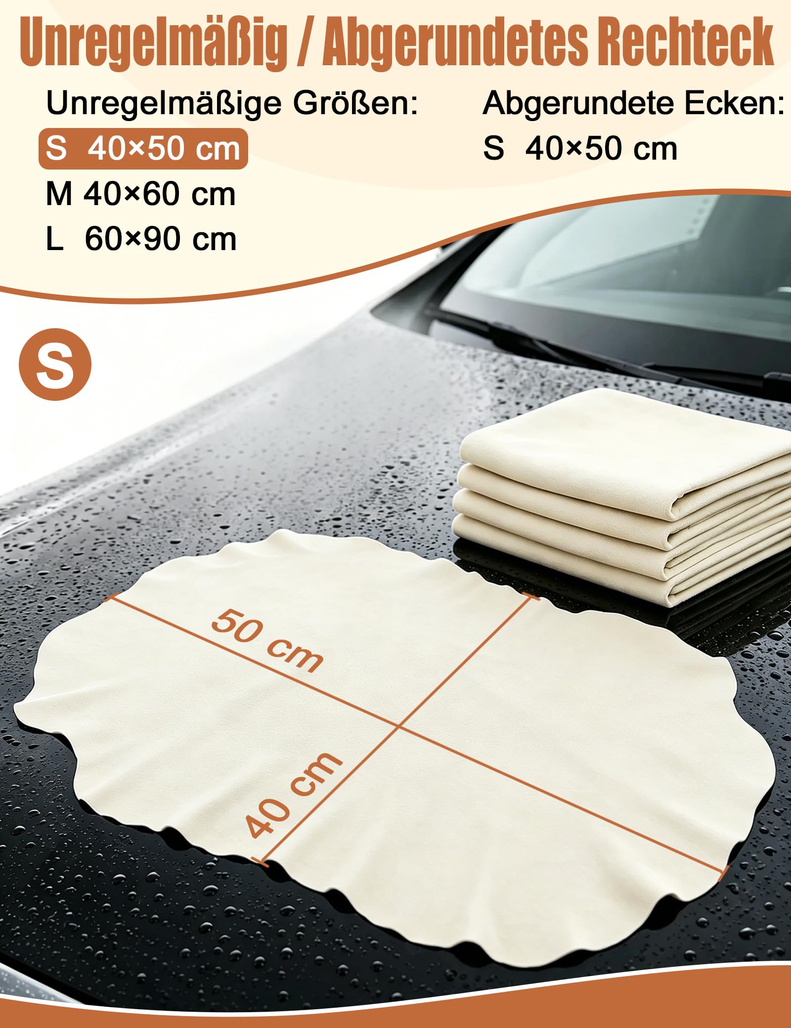 Turnart Auto Reinigungstuch Fensterleder Autoleder Tücher aus echtem Leder (S/50×40cm) 2