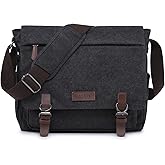 Large Vintage Canvas Messenger Shoulder Bag Travel Crossbody Purse Briefcase Business Bag for 15inch Laptop