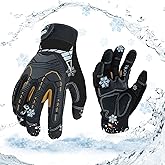 Vgo... 1-Pair 32°F Waterproof Heavy Duty Winter Work Gloves Men,Mechanic Gloves, Impact Protection& Vibration Reduction (Size XL, Black&Gold, SL8849FW)