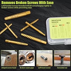 KAKILFOB Damaged Screw Extractor Set, 7 Piece Easy